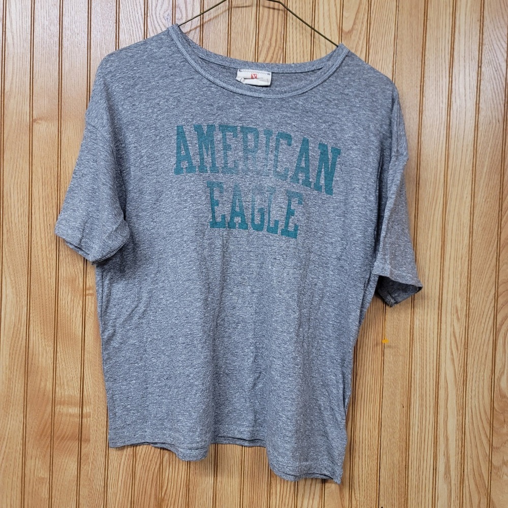 American Eagle Vintage Vault Gray Graphic T-Shirt Womens Sm Heathered Soft Cozy
